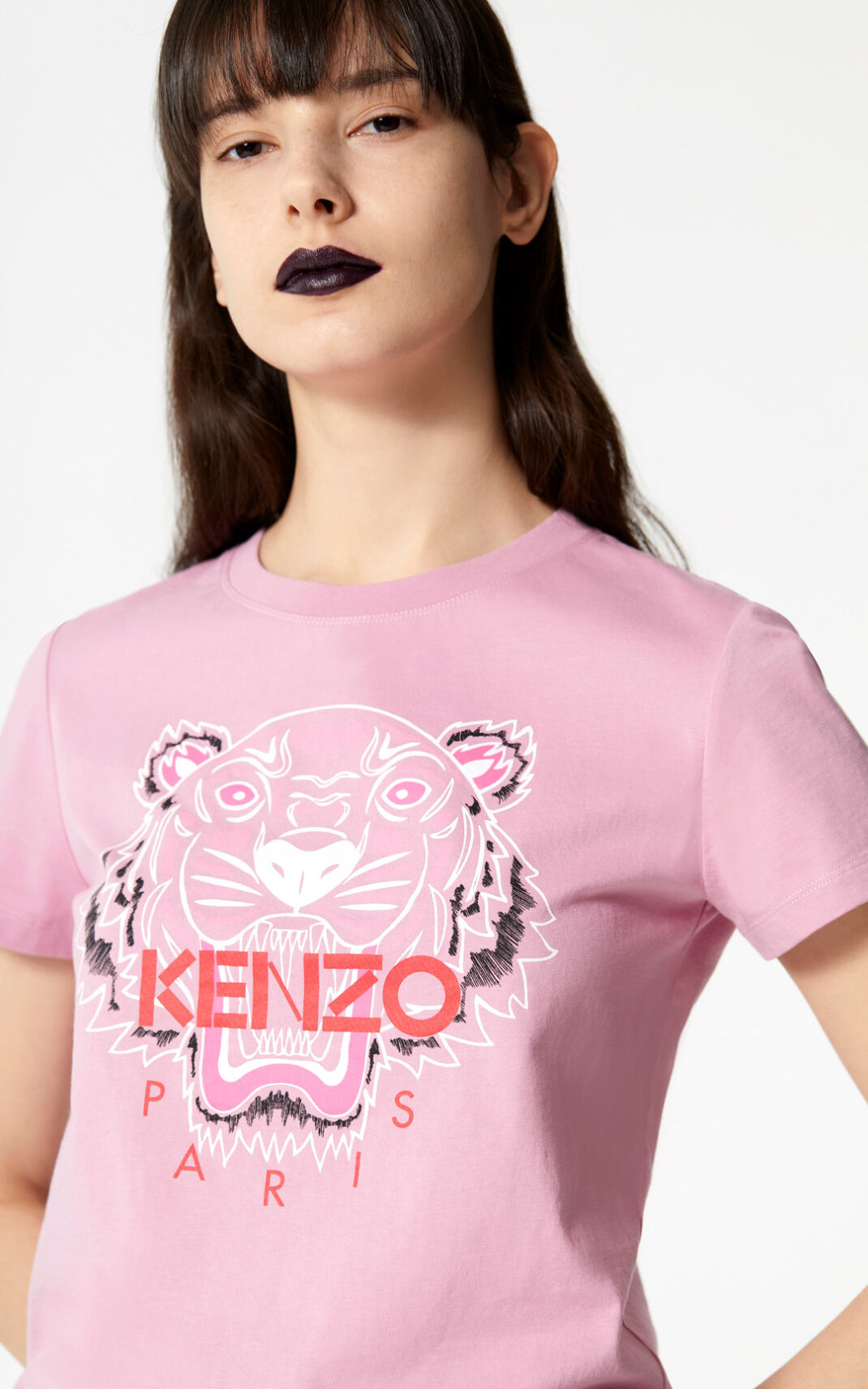 Camiseta Kenzo Bleached Tiger Feminino - Rosa | 043LTBXAK